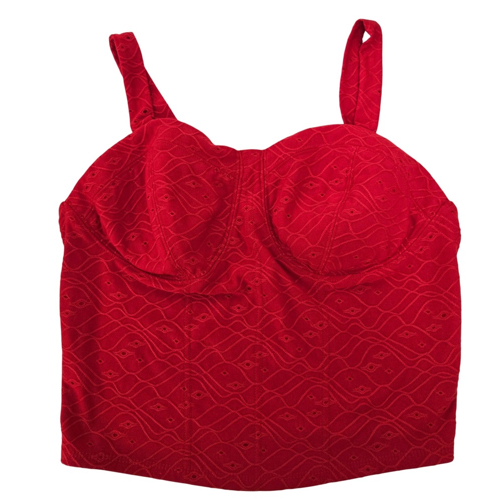 No Boundaries Red Eyelet Corset Crop Top Cami Y2K Bustier Junior's Size ‎ 11-13